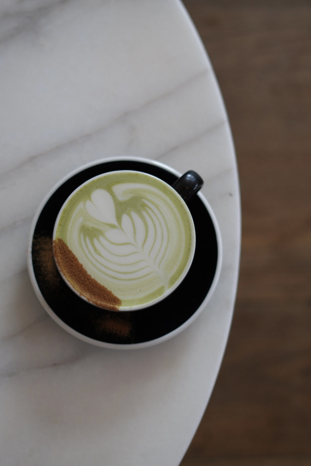 Matcha latte with leaf art