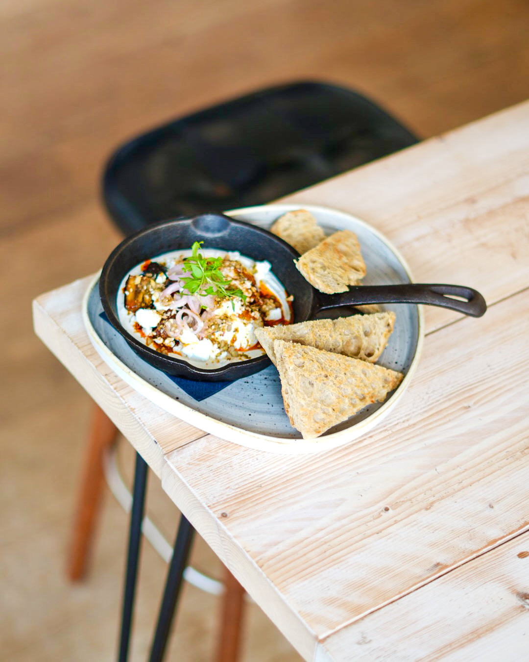 Baked feta skillet with sourdough