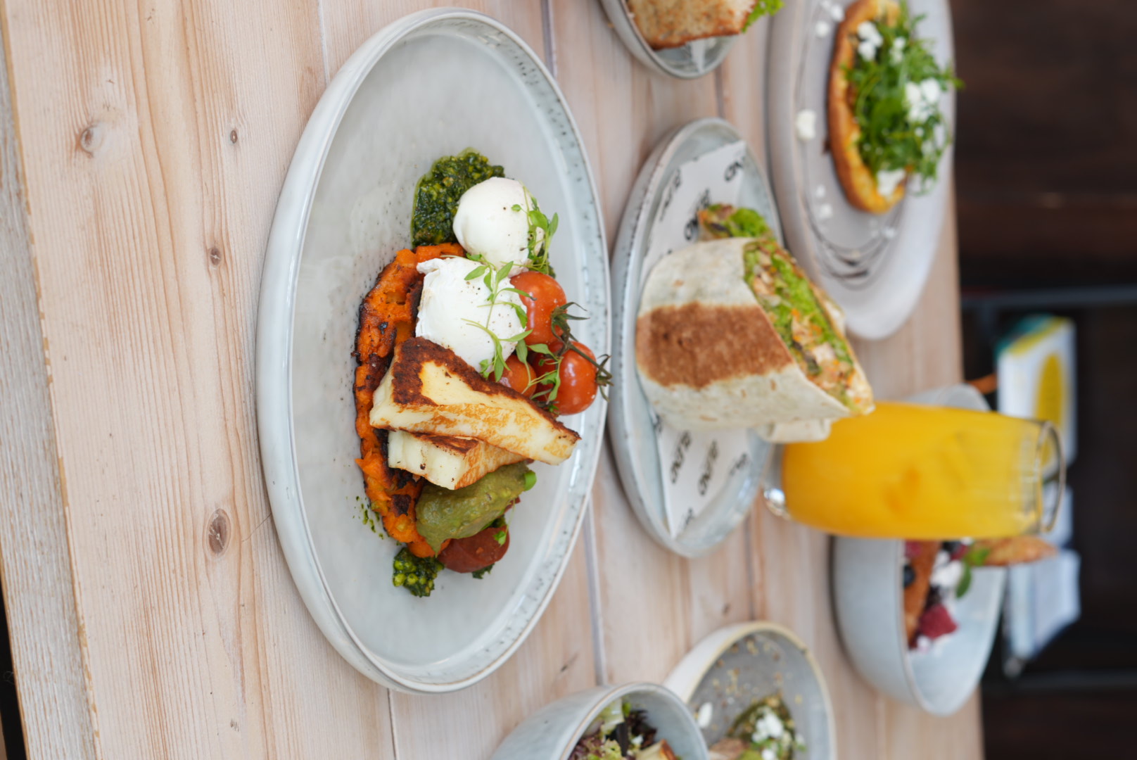 Halloumi hash with poached eggs