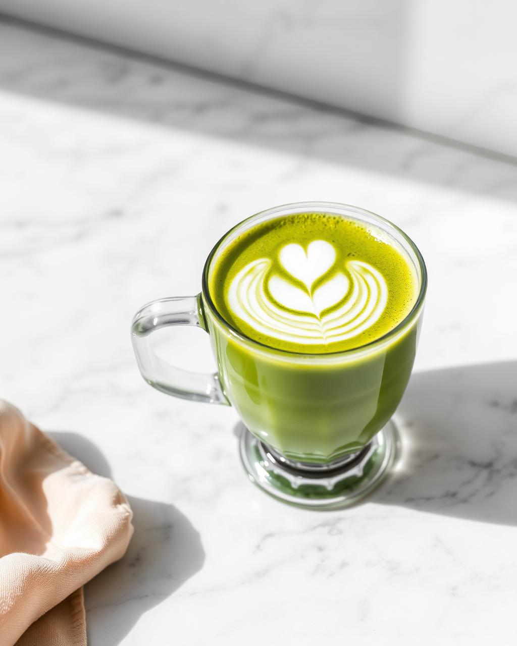 Iced matcha by the window